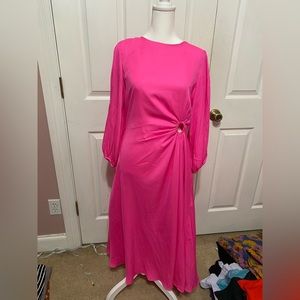 Medium Skies Are Blue Hot Pink Midi Dress